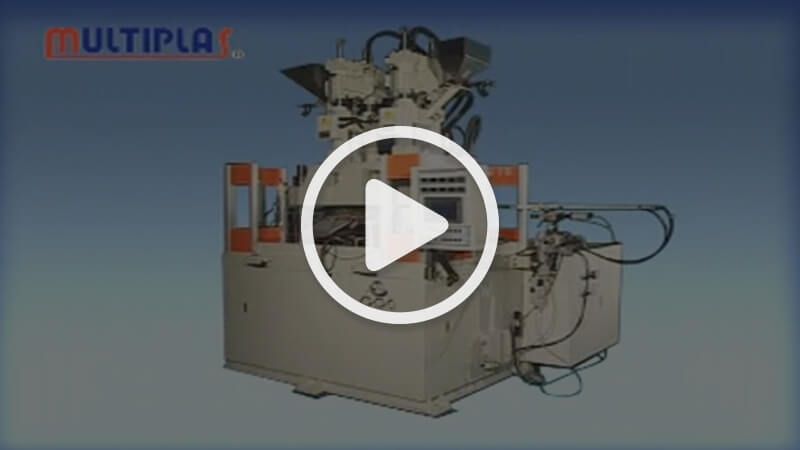 V4-3RU-120T-2C -- Two-Color Direct Hydraulic Clamp Vertical IMM with 3-station Turn Tower